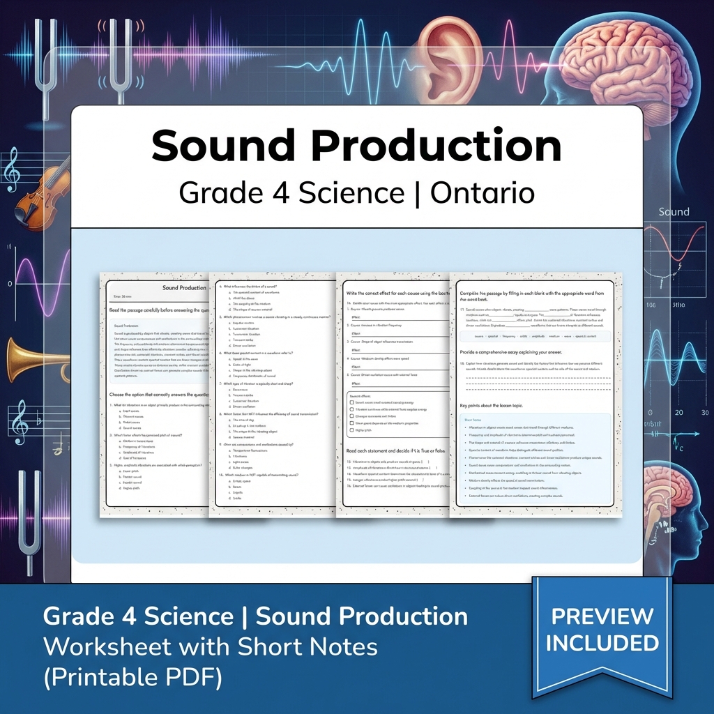 Grade 4 Science Lesson Bundle | Sound, Light & Shadow Activities — included worksheet 4