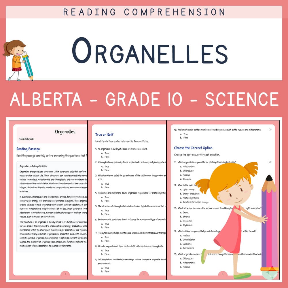 Grade 10 Science worksheet elena worksheet — Grade 10 Science | Organelle Worksheet Elena | Alberta Standards — page 1