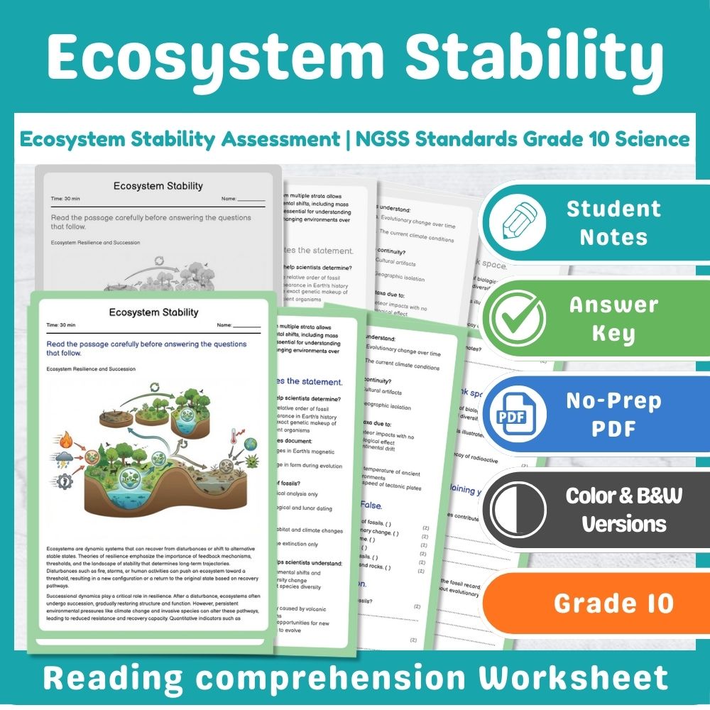 Grade 10 Science Ecosystems Assessment – NGSS Standards-Aligned Mini Bundle — included worksheet 2