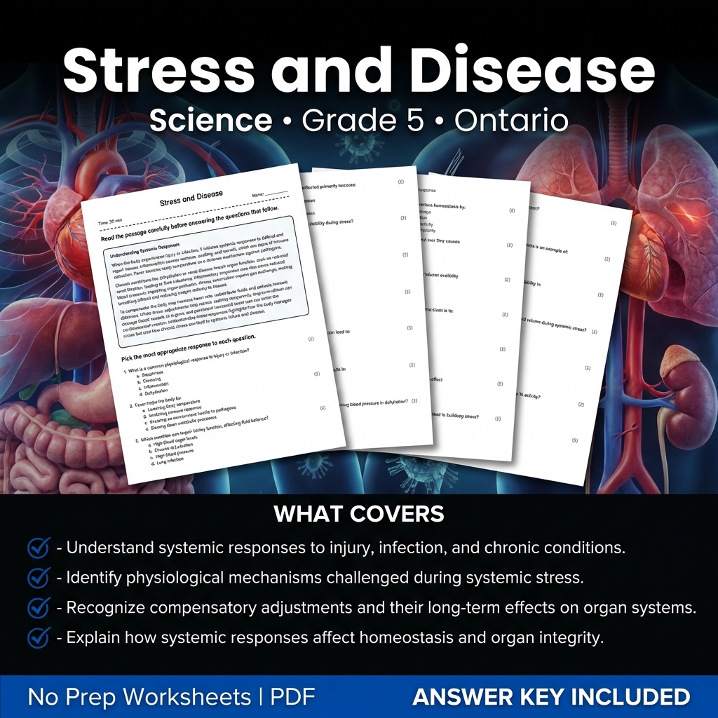 Stress and Disease Grade 5 Science Worksheet | Ontario Standard