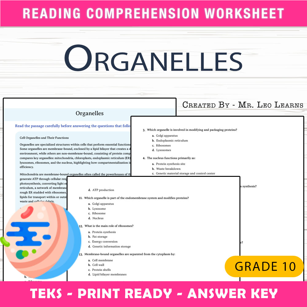 Grade 10 Science worksheet worksheet — Grade 10 Science – Organelles Worksheet for Mastering Cell Structures — page 1