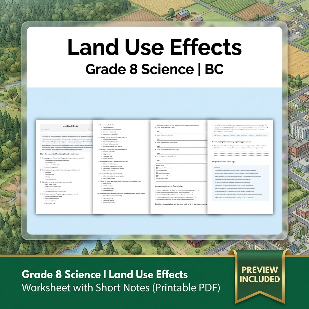 Grade 8 Science Lesson Bundle | Ecosystems, Biodiversity & Environmental Impacts — included worksheet 3