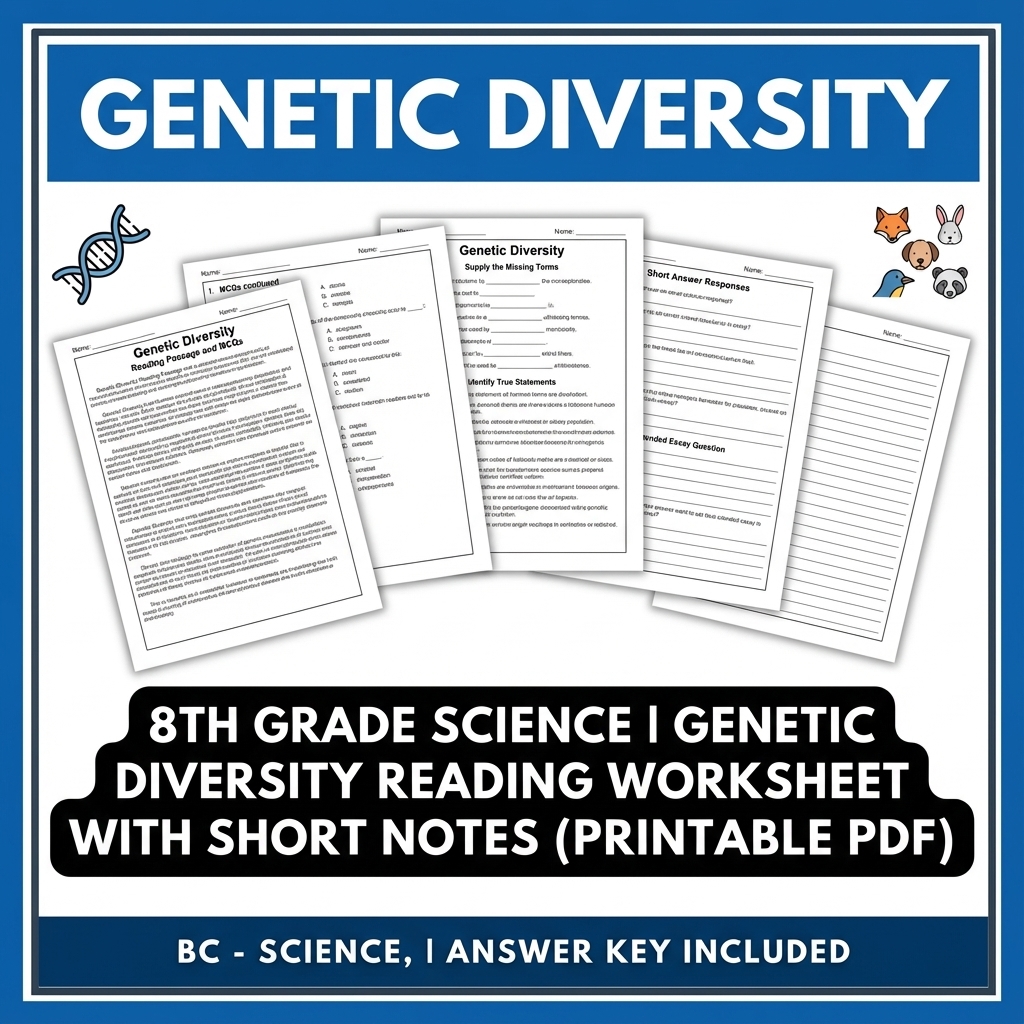 Grade 8 Science | Genetic Diversity Reading Worksheet & Answer Key (PDF)