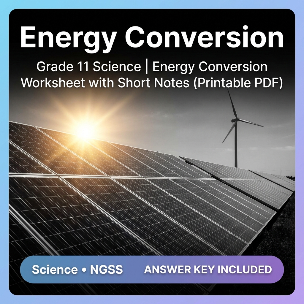 Grade 11 Science Energy UNIT Bundle | NGSS-Aligned Instructional Worksheets — included worksheet 3
