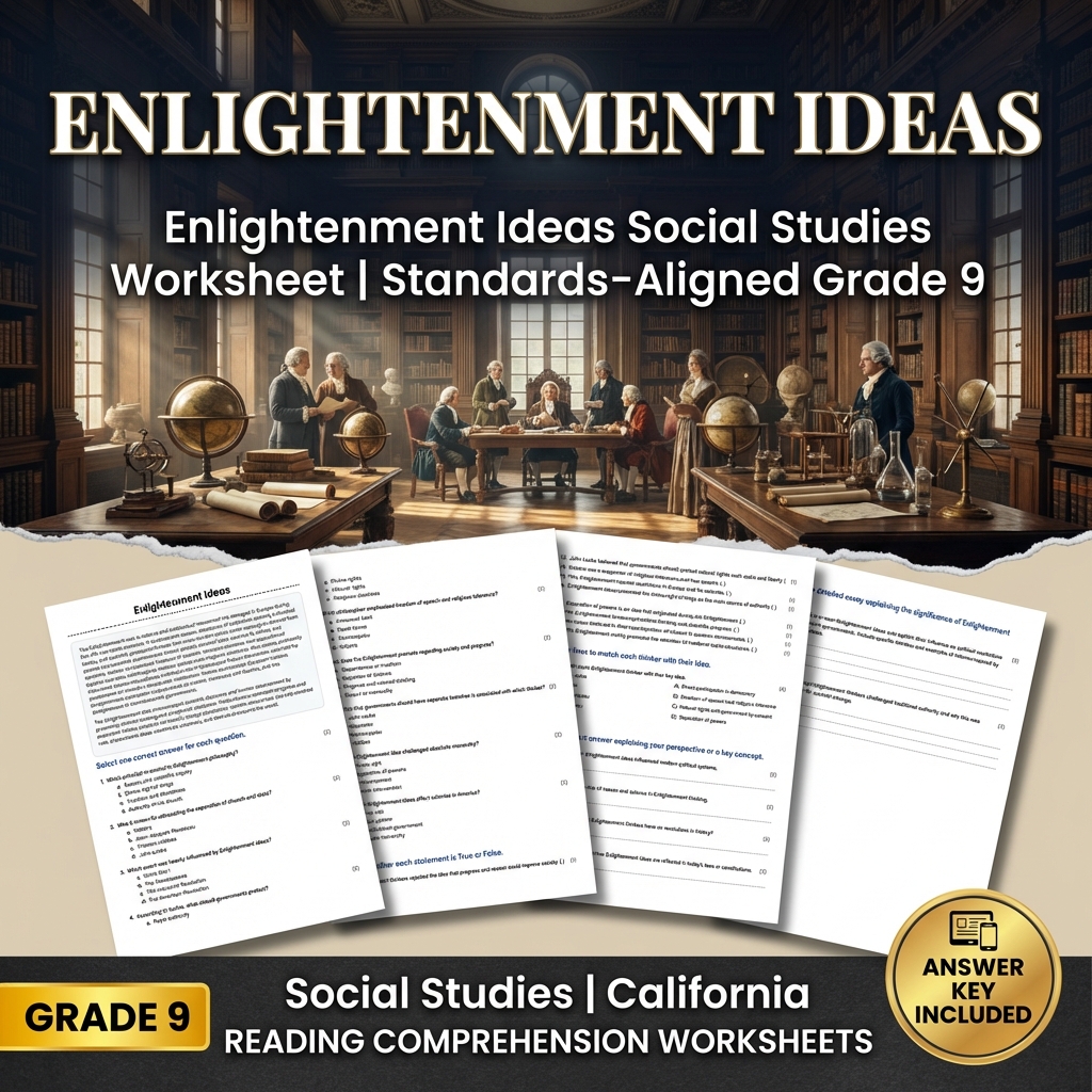 Enlightenment Ideas Social Studies Worksheet | California Grade 9 Assessment