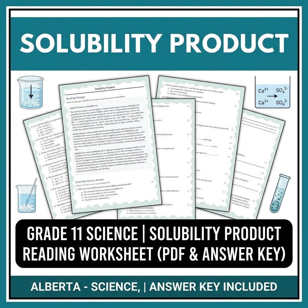 Grade 11 Science | Solubility Product Reading Worksheet (PDF & Answer Key)