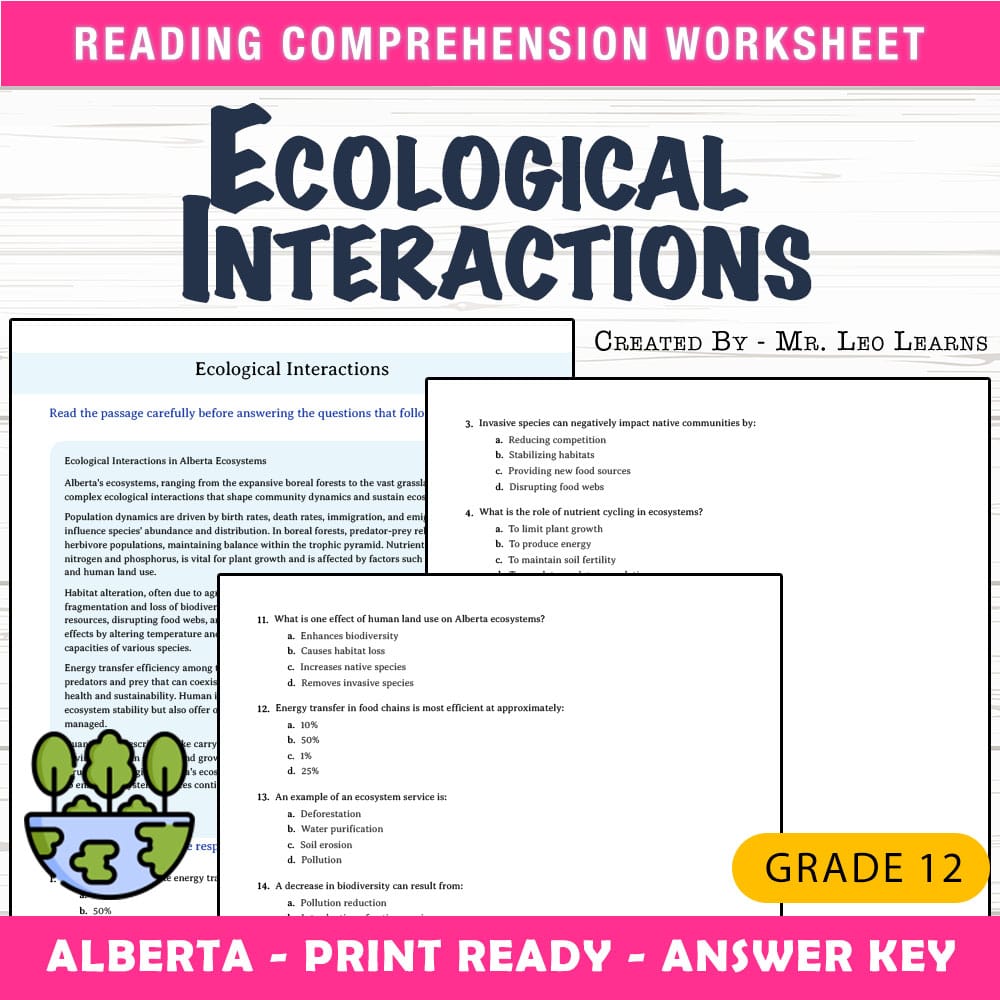 Grade 12 Science worksheet mcq paper worksheet — Grade 12 Science — Worksheet MCQ Paper for Mastering Ecological Interacti…