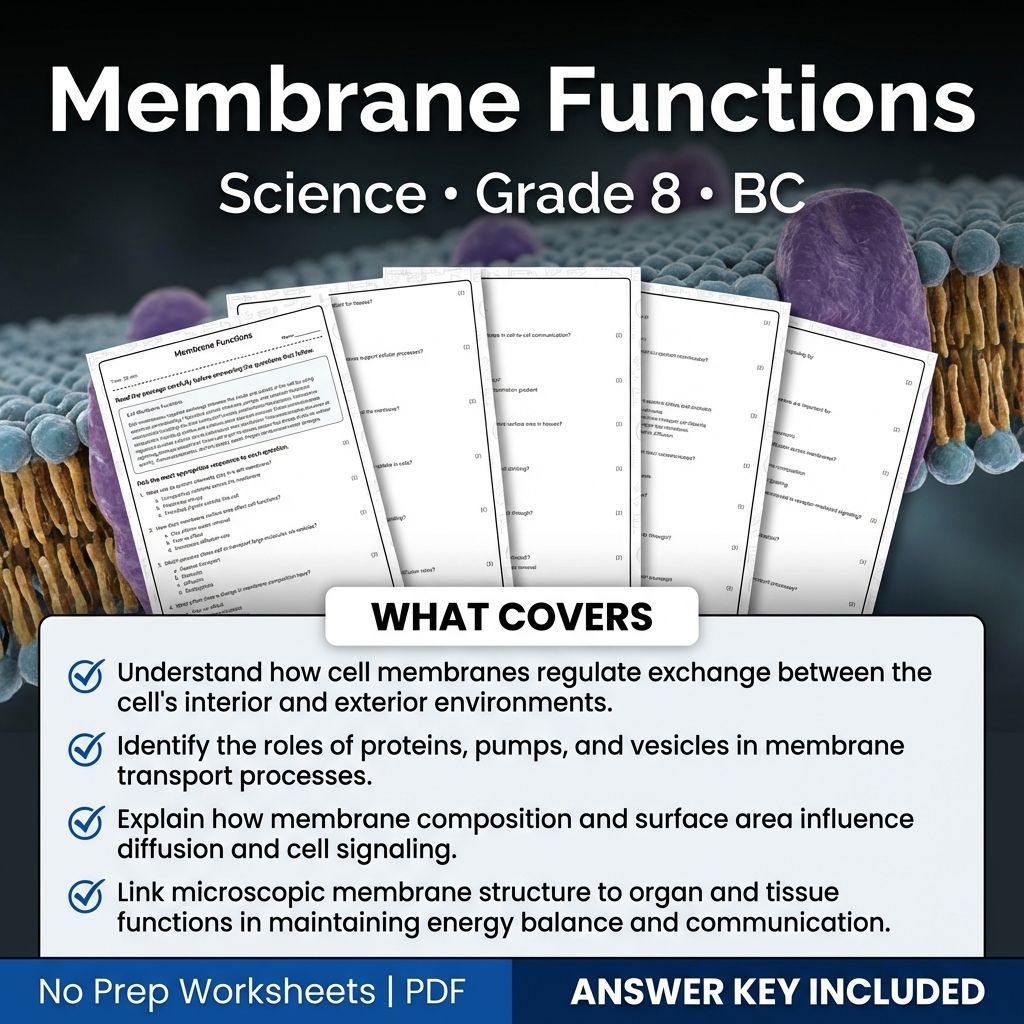 8th Grade Science Worksheet | Membrane Functions with Answer Key (Printable PDF)
