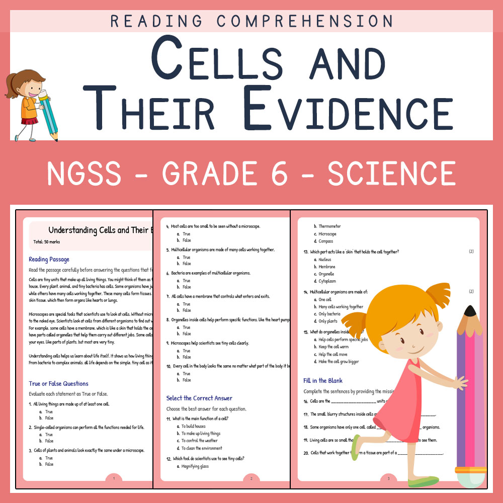 Grade 6 Science worksheets for primary grades worksheet — Grade 6 Science | Understanding Cells and Their Evidence Workshe…