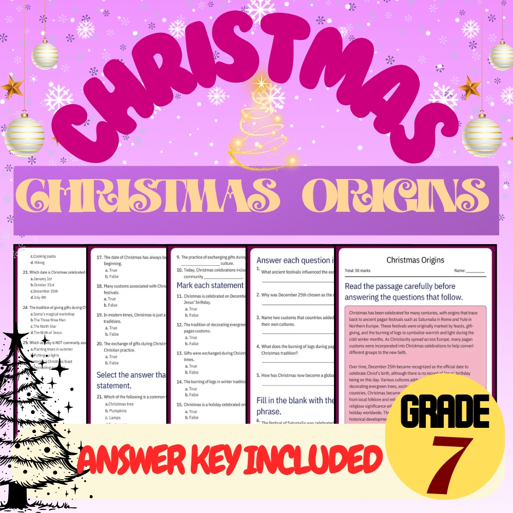 Grade 7 Seasonal Bundle| Holiday Traditions & Cultural Lessons(PDF + Answer Key) — included worksheet 1