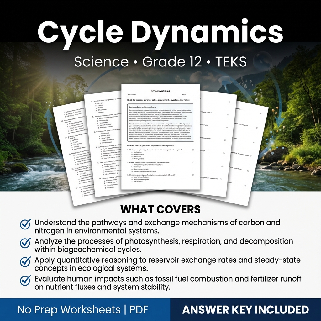 Cycle Dynamics Worksheet for Grade 12 Science – TEKS Practice