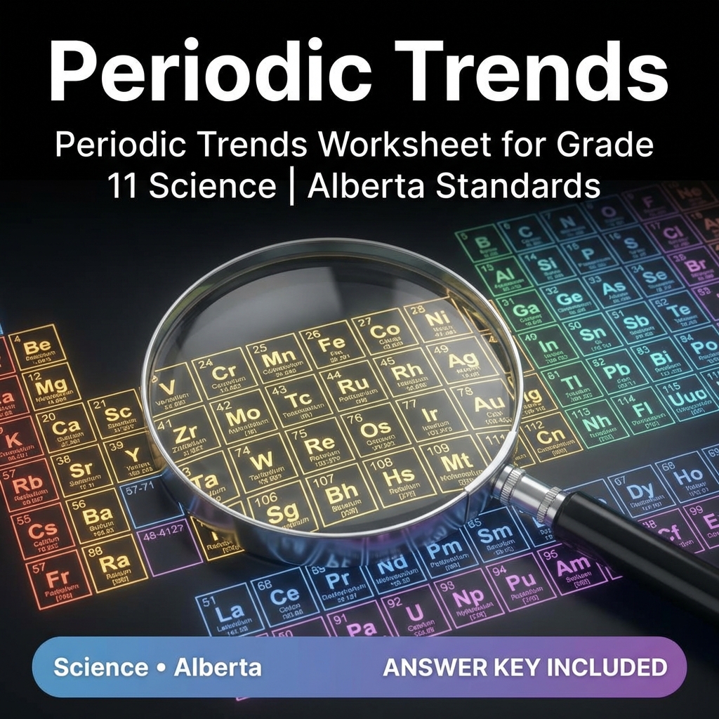 Periodic Trends Worksheet for Grade 11 Science | Alberta Standards