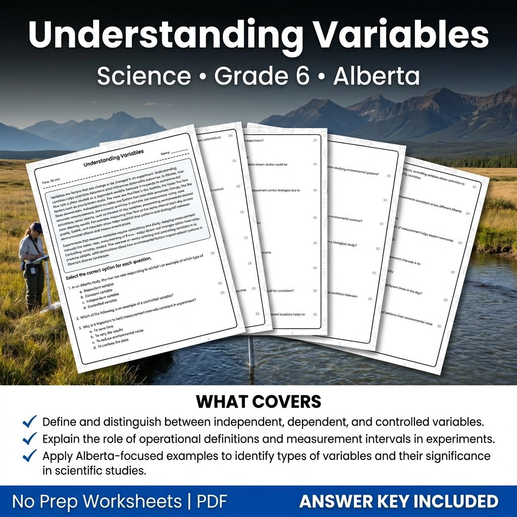 Understanding Variables Worksheet | Alberta Grade 6 Science