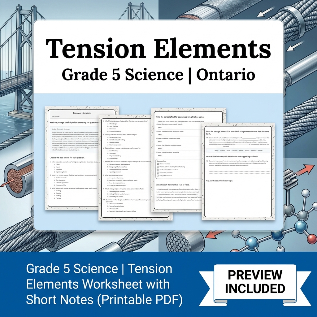 Grade 5 Science Lesson Group Bundle | Ontario Mechanical Structures & Forces — included worksheet 2