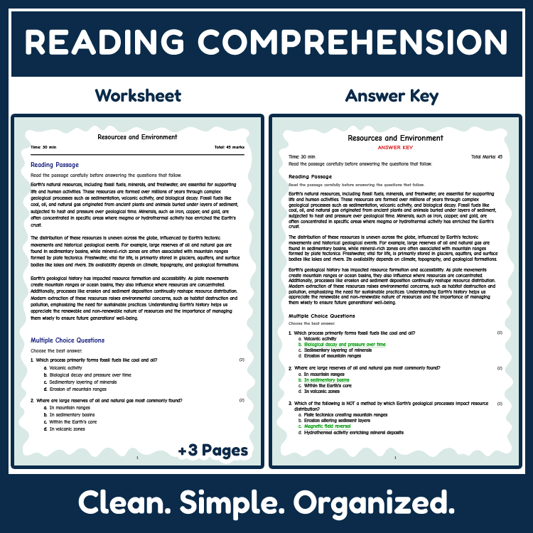 Science reading worksheets worksheet — 7th Grade Science | Resources & Environment Reading Worksheets with Answer Key — pa…