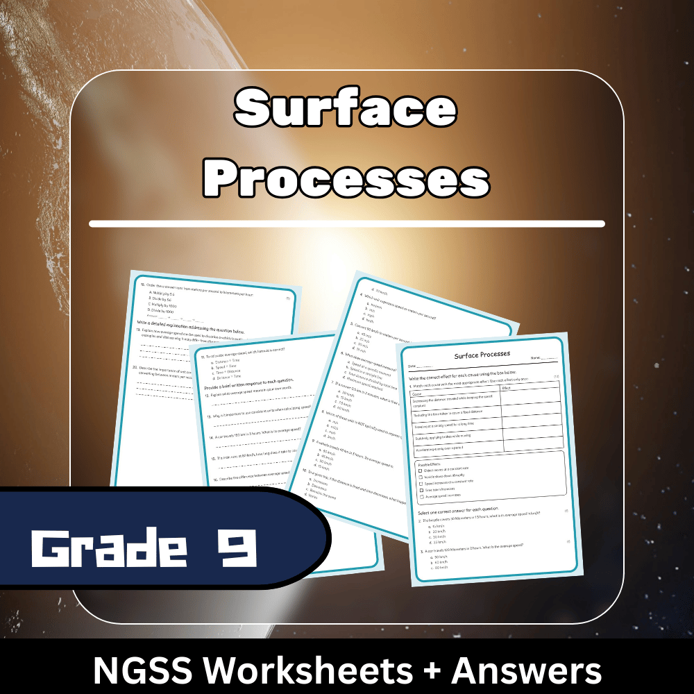 Grade 9 Science – Surface Processes Worksheet (PDF) Aligned with NGSS Standards