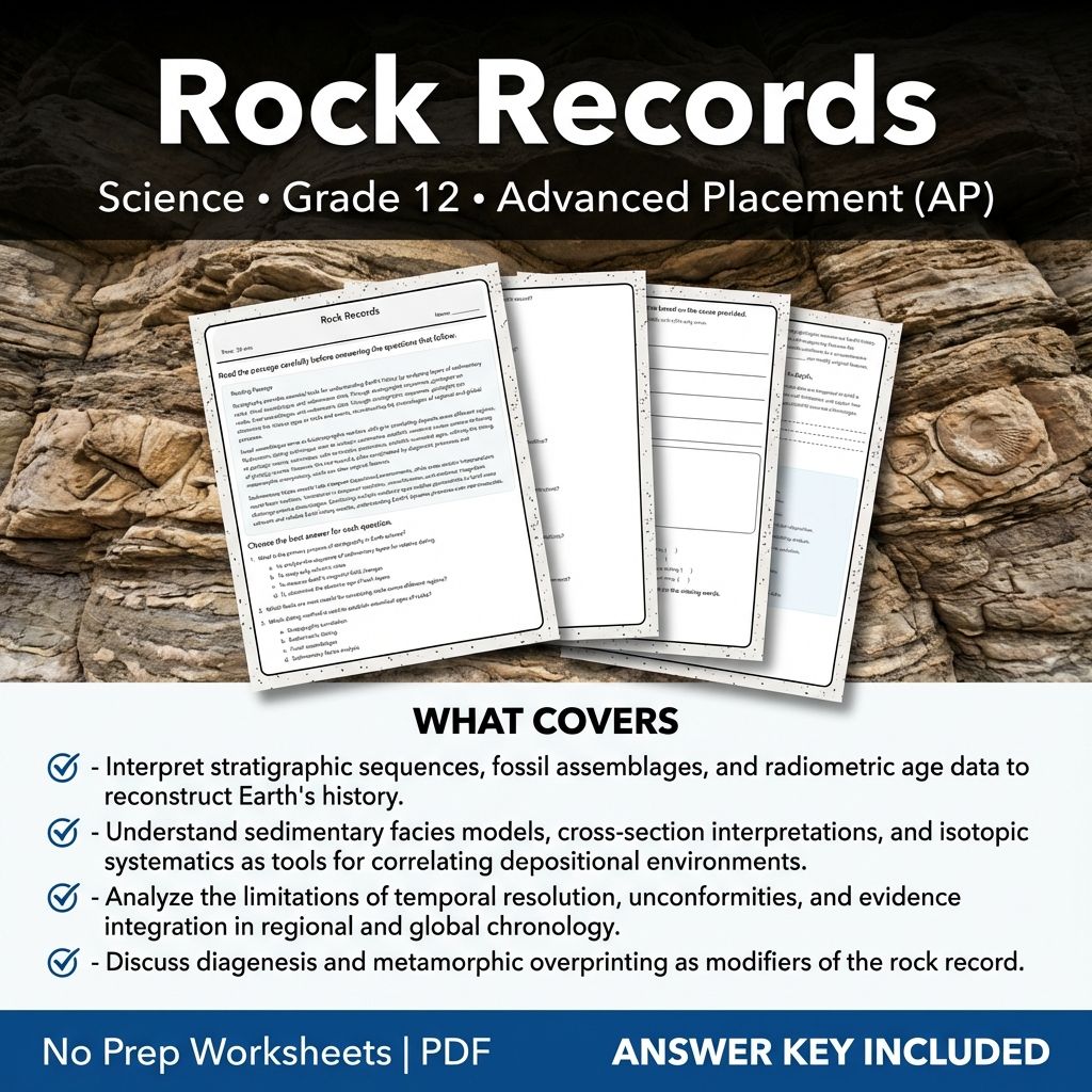 Grade 12 Science Unit Worksheets Pack | Earth's Systems & Surface Processes — included worksheet 4