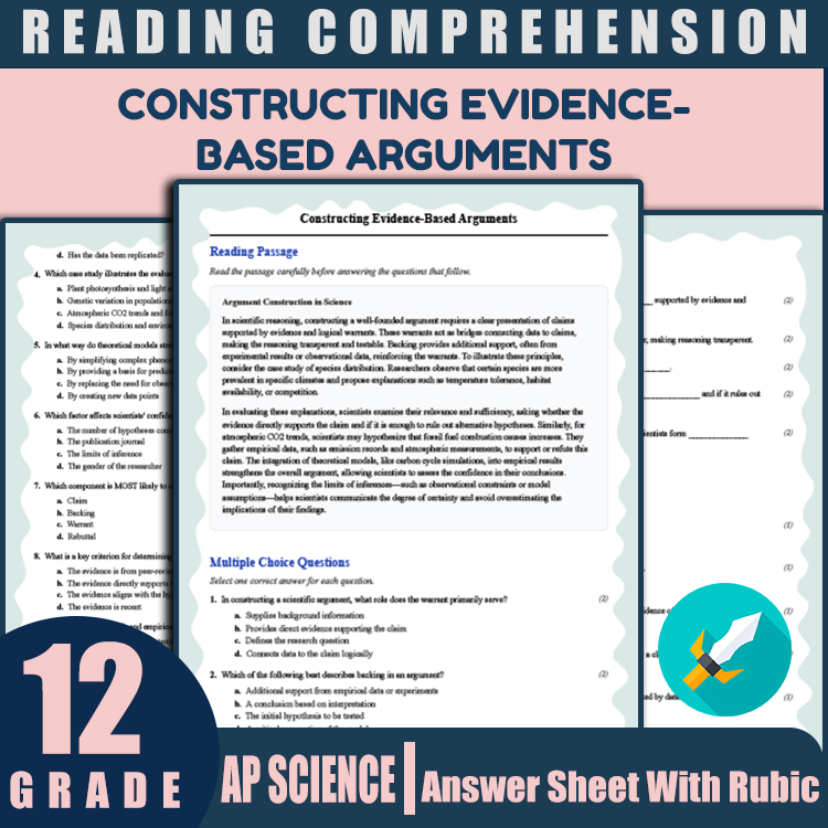 Grade 12 Science reading worksheets worksheet — 12th Grade Science | Constructing Evidence-Based Arguments Reading Workshe…