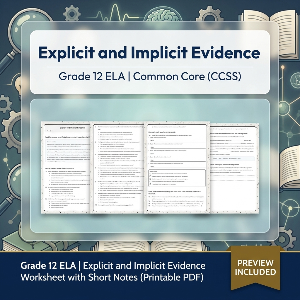 Grade 12 ELA Evidence-Based Reading & Writing Full-Year Bundle (CCSS) — included worksheet 15