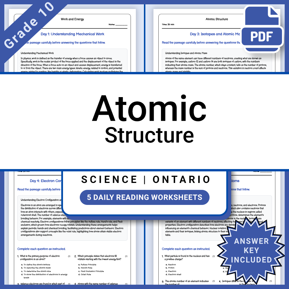 Grade 10 Science Lesson Group Bundle | Ontario Framework — included worksheet 2