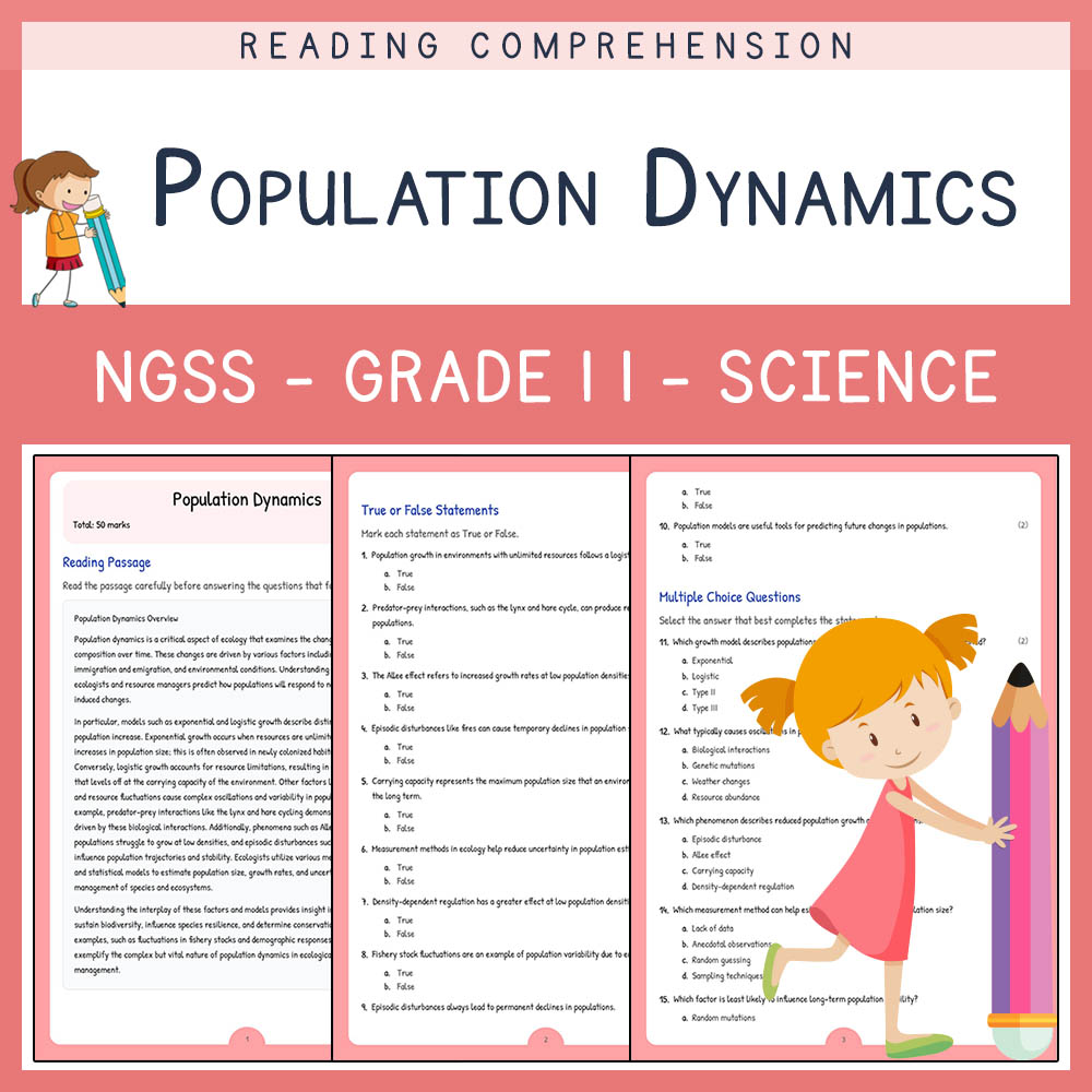 Grade 11 Science worksheet worksheet — Grade 11 Science | Population Dynamics Worksheet & Answer Key (PDF) — page 1