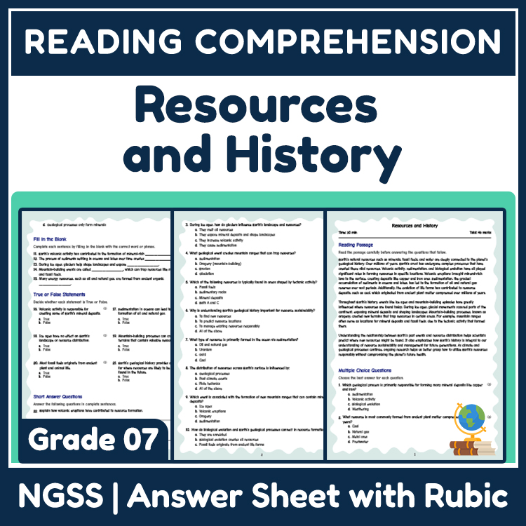 Science reading worksheets worksheet — 7th Grade Science | Resources & History Reading Worksheet – Standards-Aligned — page 1