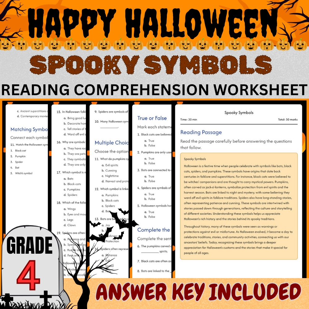 Grade 4 | Halloween Worksheets | Fun Classroom Unit Pack (Answer Key Included) — included worksheet 5