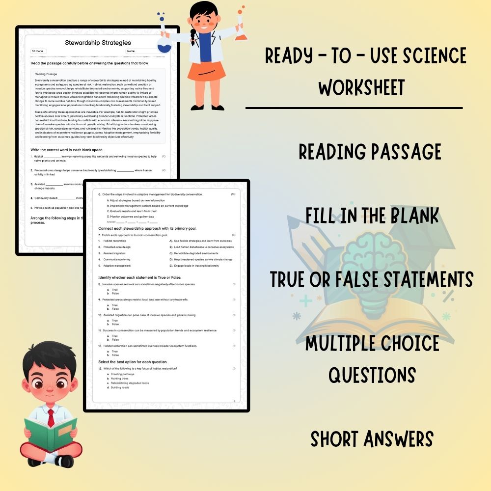 Grade 6 Science worksheet worksheet — 6th Grade Science | Stewardship Strategies Worksheet (PDF ) — page 2