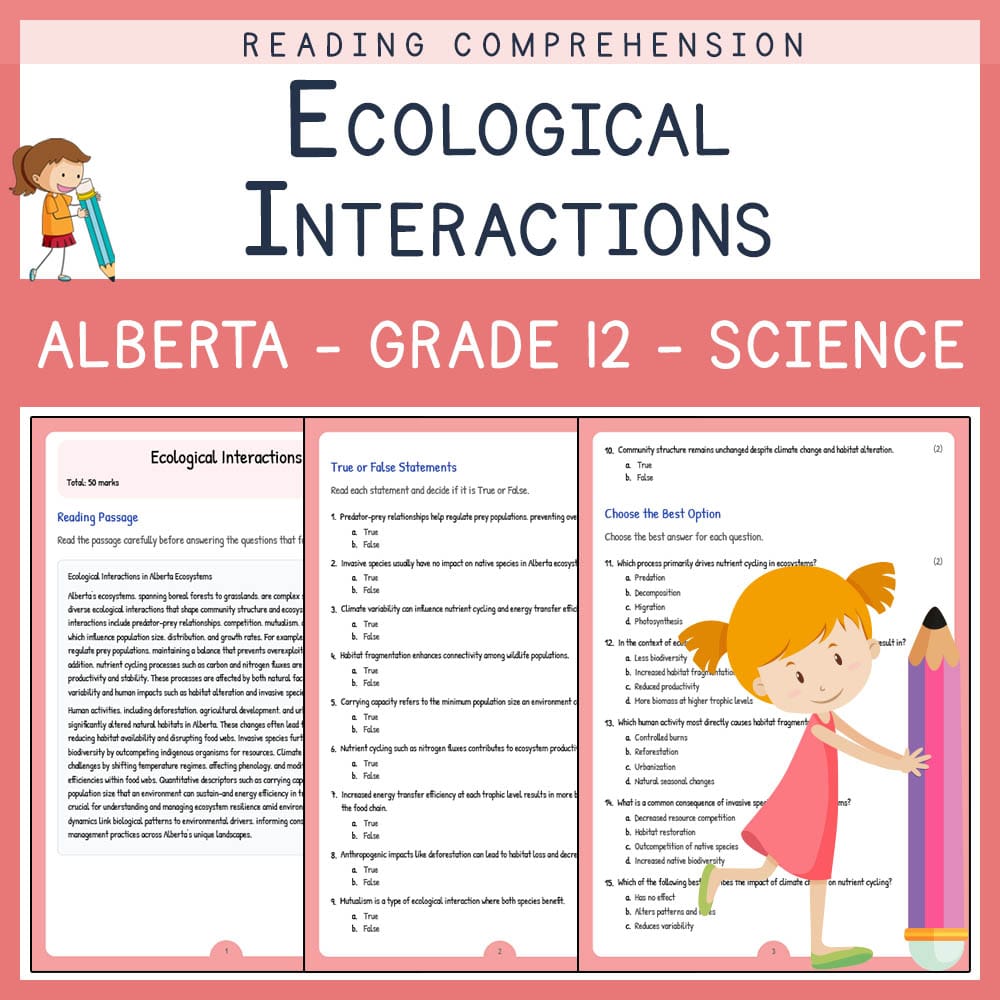 Grade 12 Science worksheet elena worksheet — Grade 12 Science | Ecological Interactions Worksheet | Alberta Standards — pa…
