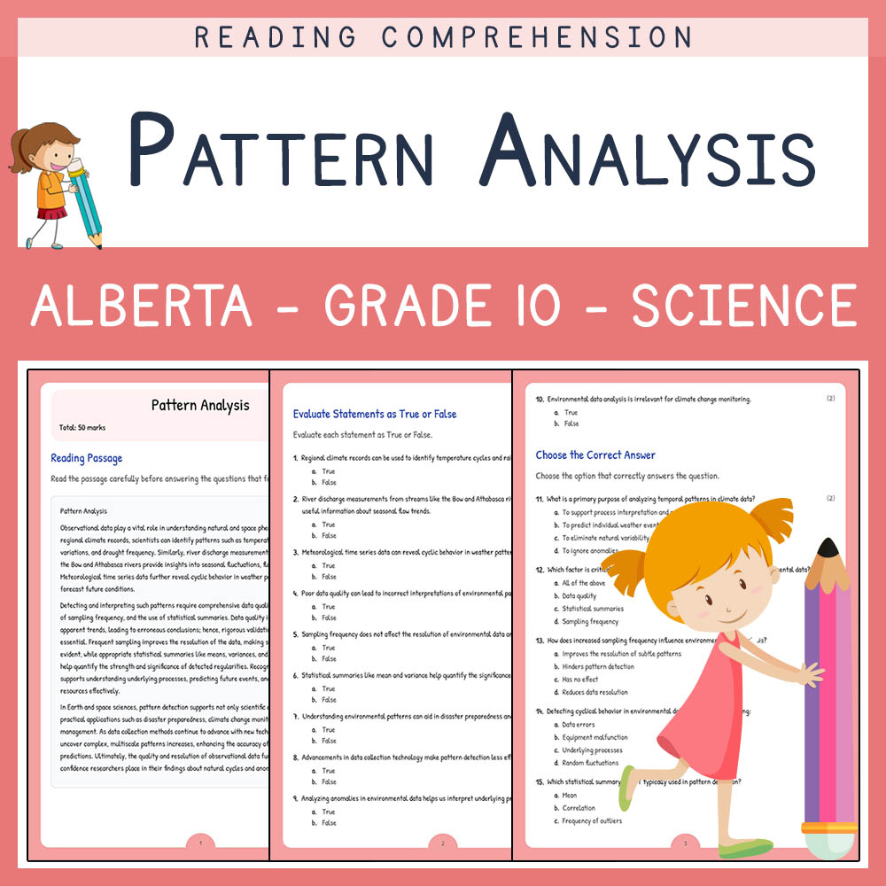 Grade 10 Science worksheet elena worksheet — Grade 10 Science | Pattern Analysis Worksheet | Alberta Standard — page 1