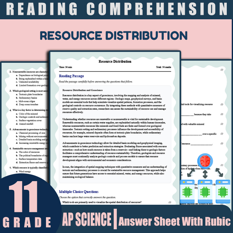 Grade 11 Science reading worksheets worksheet — Grade 11 Science | Resource Distribution Reading Worksheet (PDF + Answer K…