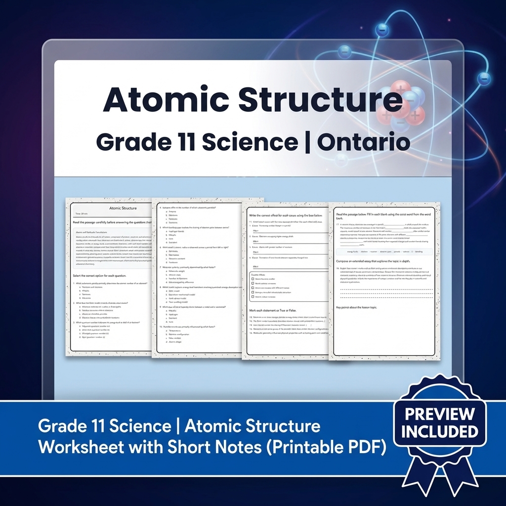Grade 11 Science Full Year Bundle | Ontario Curriculum & Framework — included worksheet 11
