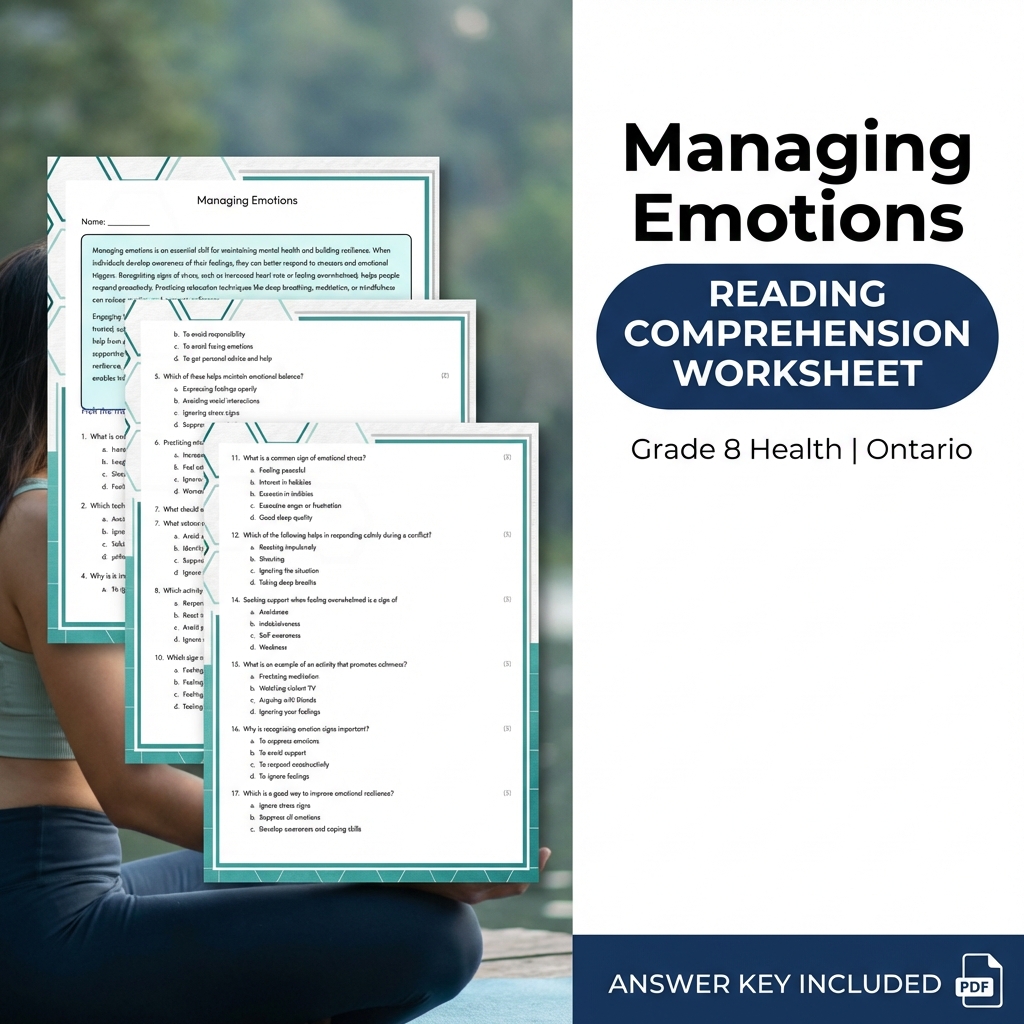 Grade 8 Health Lesson Group Bundle | Ontario Framework Worksheets — included worksheet 3