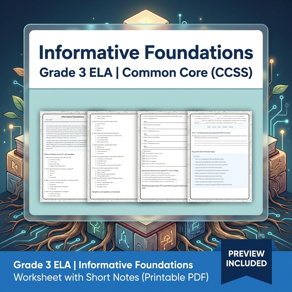Grade 3 Writing and Text Evidence ELA Lesson Bundle – Common Core (CCSS) — included worksheet 5