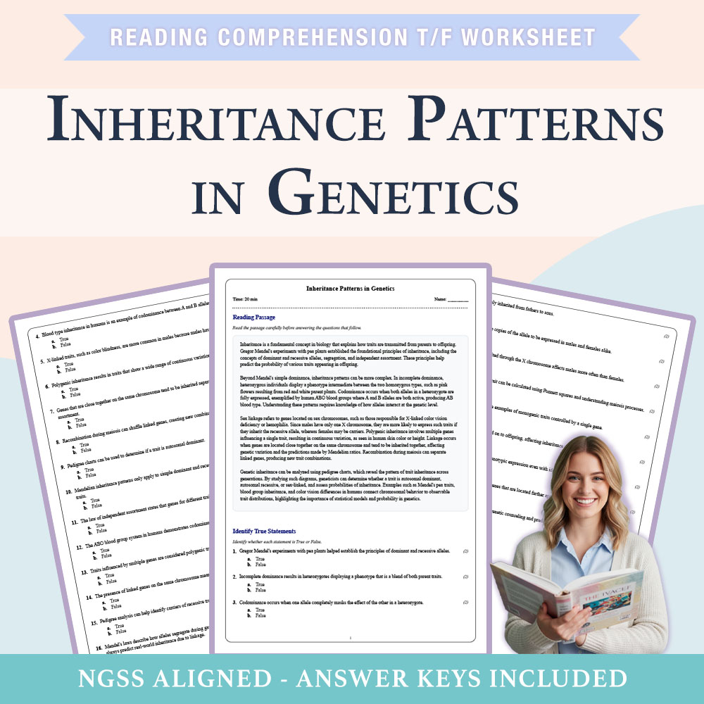 Grade 11 Science reading comprehensions true or false worksheet worksheet — 11th Grade Science |Inheritance Patterns in Ge…