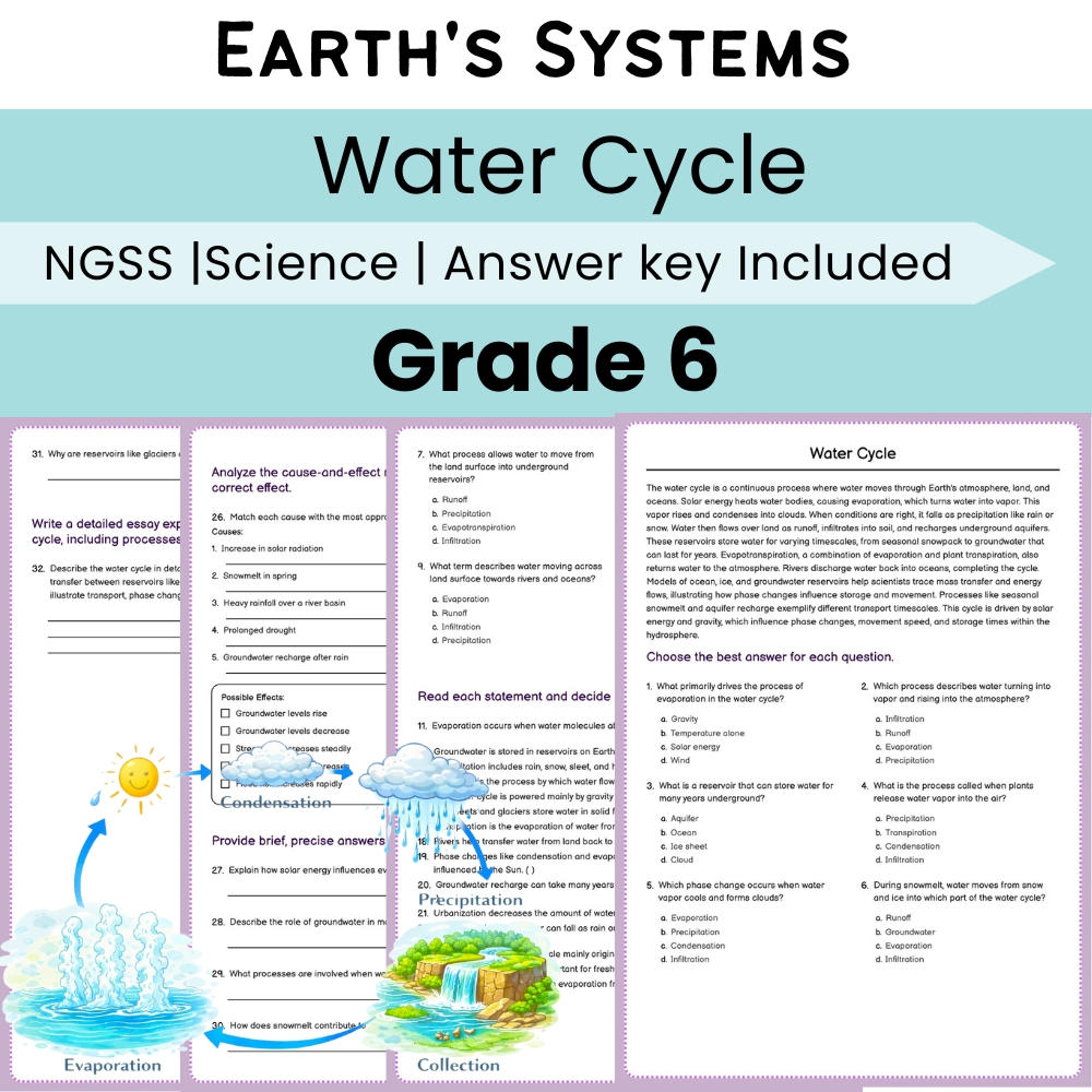 Grade 6 Science | Earth's Systems Unit Worksheet Bundle (NGSS Aligned) — included worksheet 3