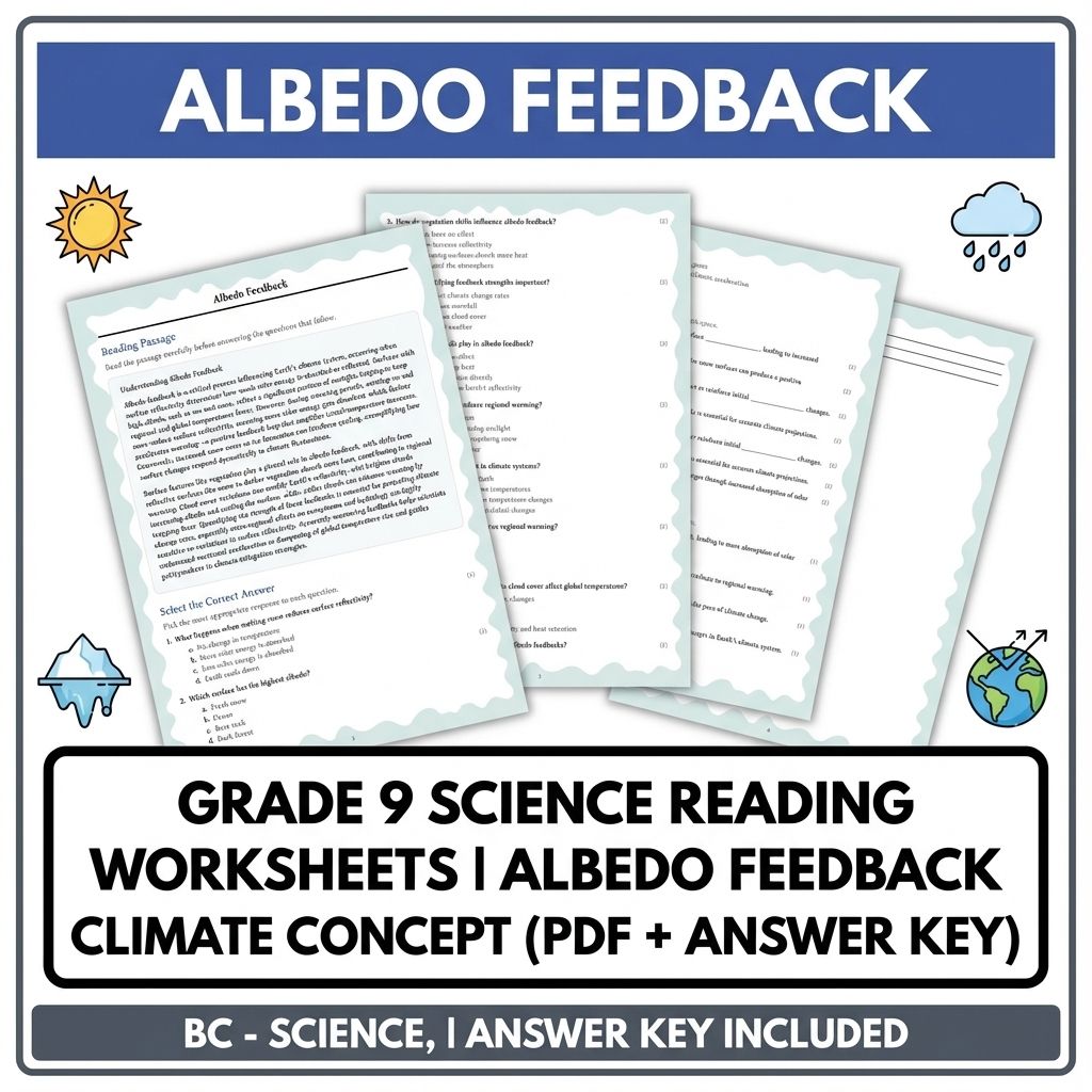 Grade 9 Science Worksheets | Albedo Feedback Climate Concept (PDF + Answer Key)