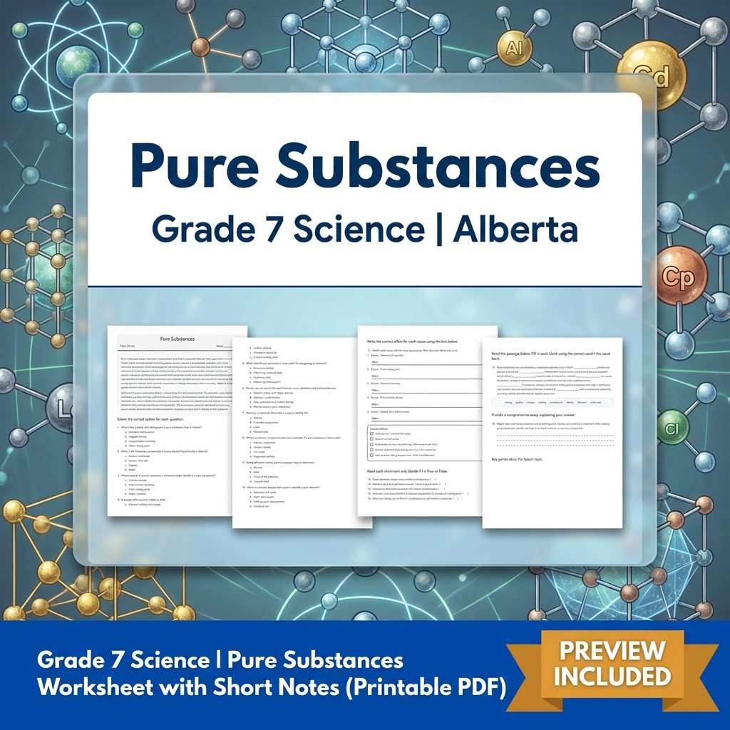 Grade 7 Science | Matter & Chemical Change UNIT Worksheet Bundle  — included worksheet 5