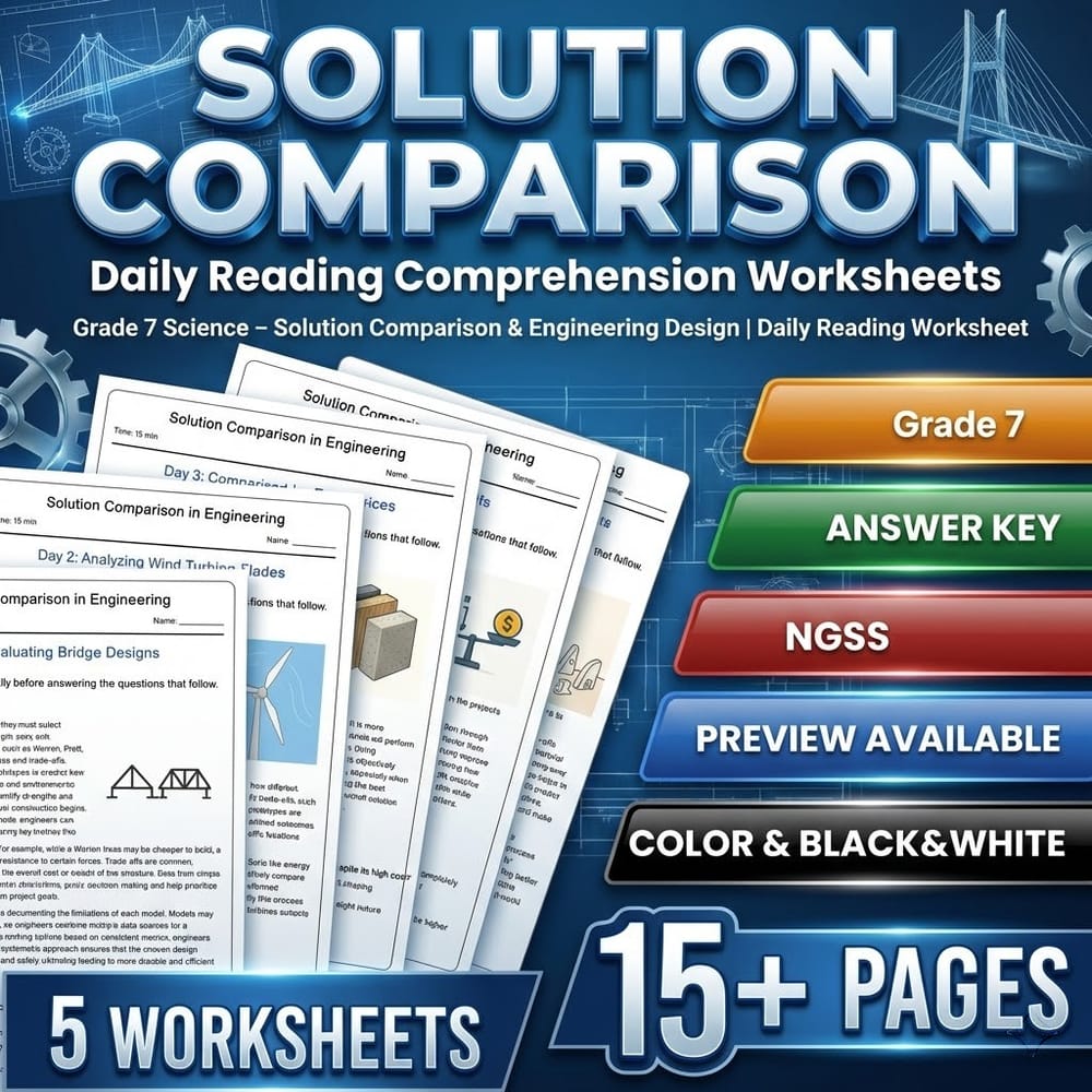 Structural Engineering Grade 7 Science Daily Reading Worksheets Bundle | NGSS — included worksheet 1