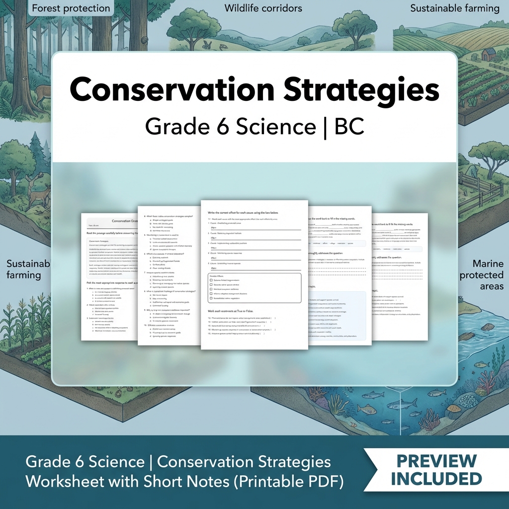 Grade 6 Science BC Ecosystems & Environmental Processes Worksheet Pack Full Year — included worksheet 12
