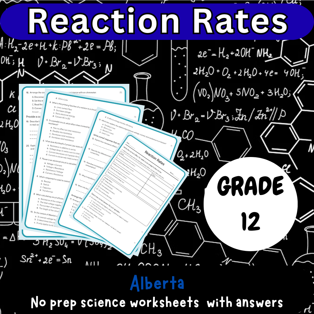 Grade 12 Science - Reaction Rates (Worksheet + Answer Key) | Alberta Standards