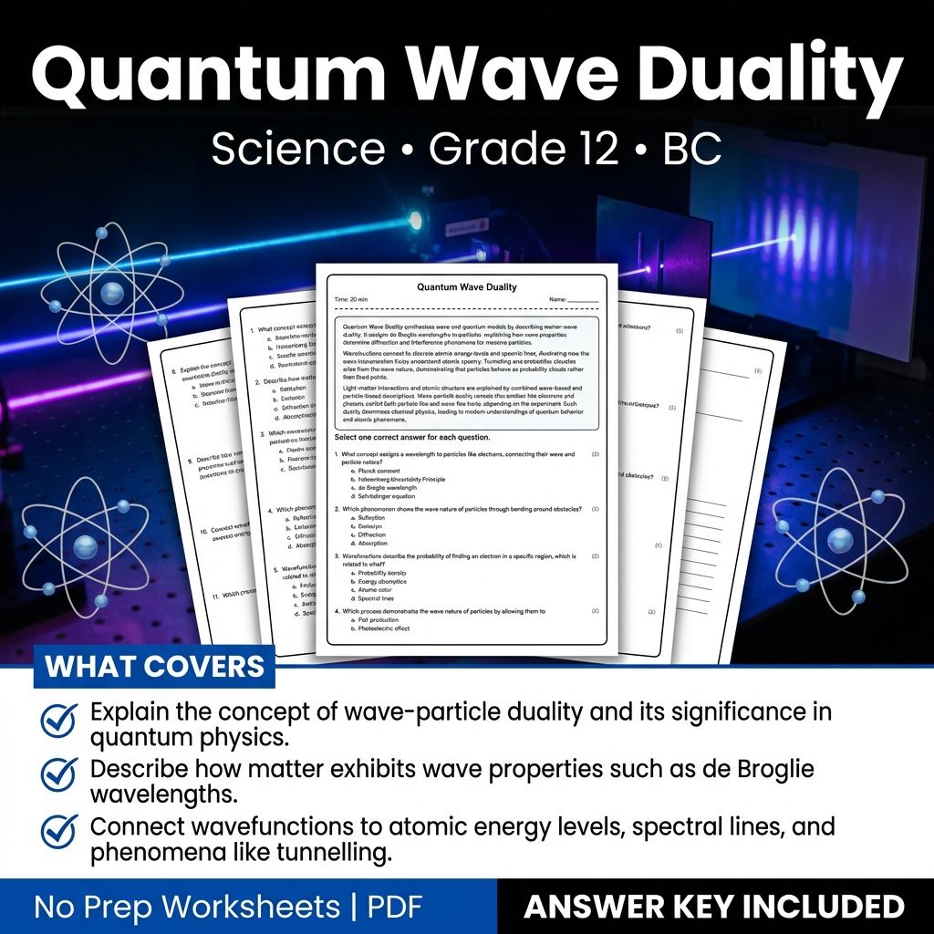 Grade 12 Science Worksheet on Quantum Wave Duality | BC Standards