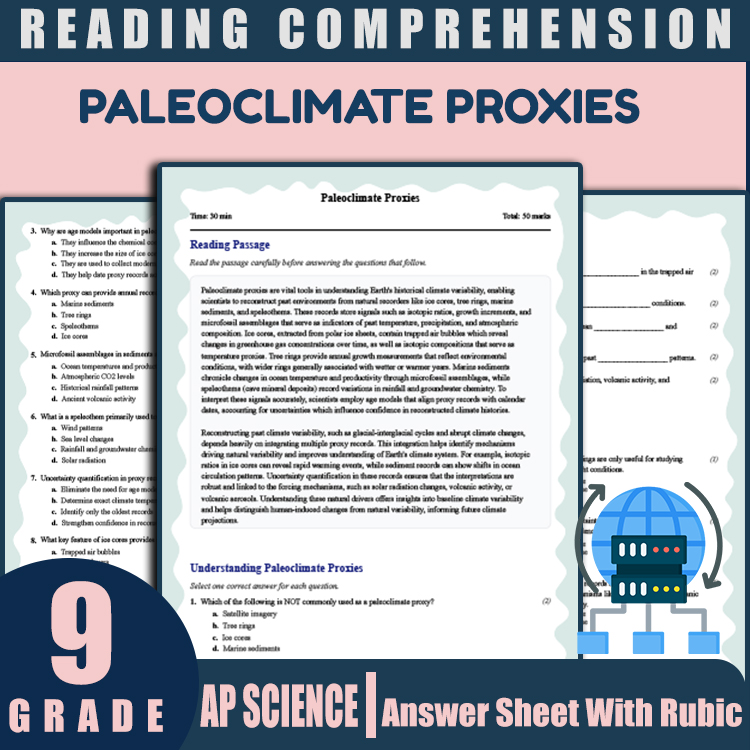 Grade 9 Science reading worksheets worksheet — 9th Grade Science | Paleoclimate Proxies Reading Worksheet (PDF + Rubric) —…