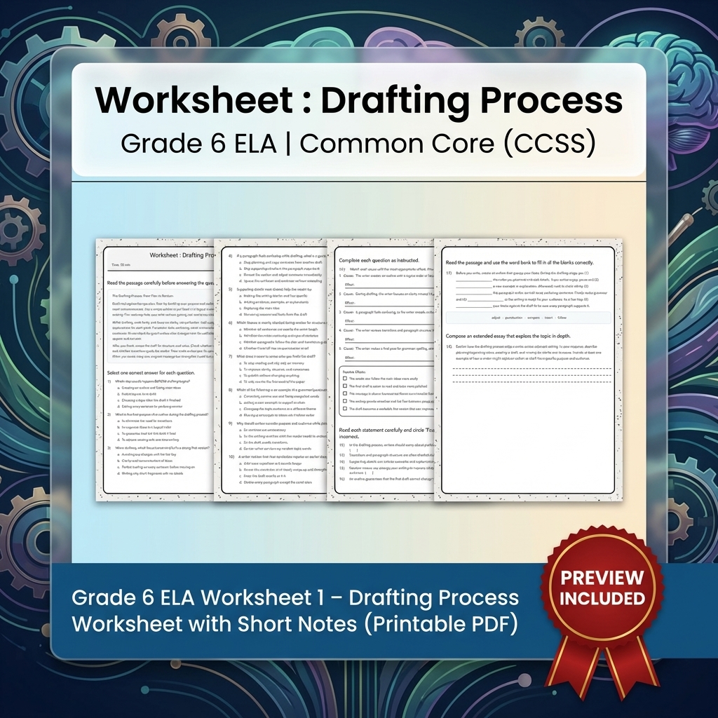 Grade 6 ELA Reading, Writing, & Grammar Full-Year Bundle (Common Core CCSS) — included worksheet 7