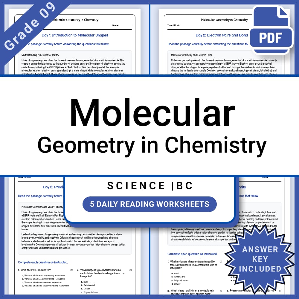 Grade 9 Science Lesson Group BC Framework | Chemistry, Physics, and More — included worksheet 4