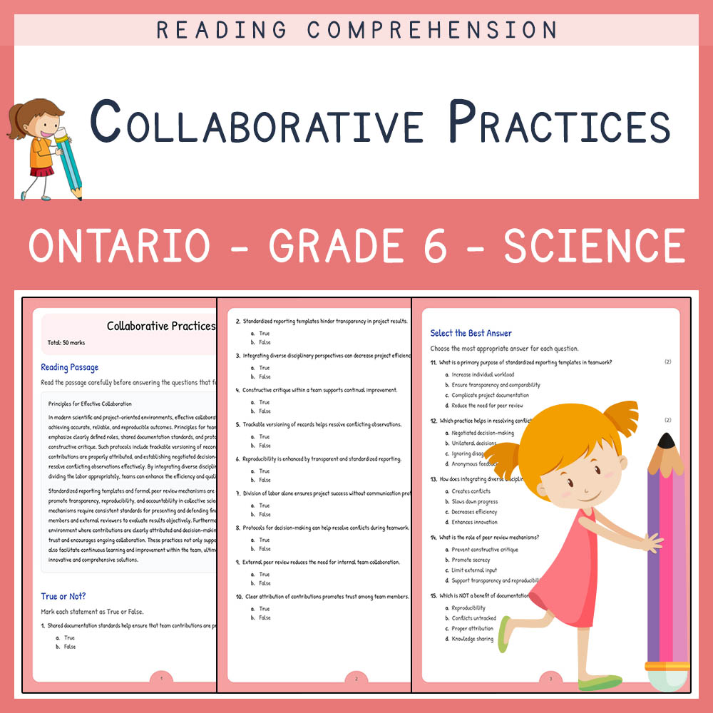 Grade 6 Science worksheet worksheet — Grade 6 Science | Collaborative Practices Worksheet & Answer Key (PDF) — page 1