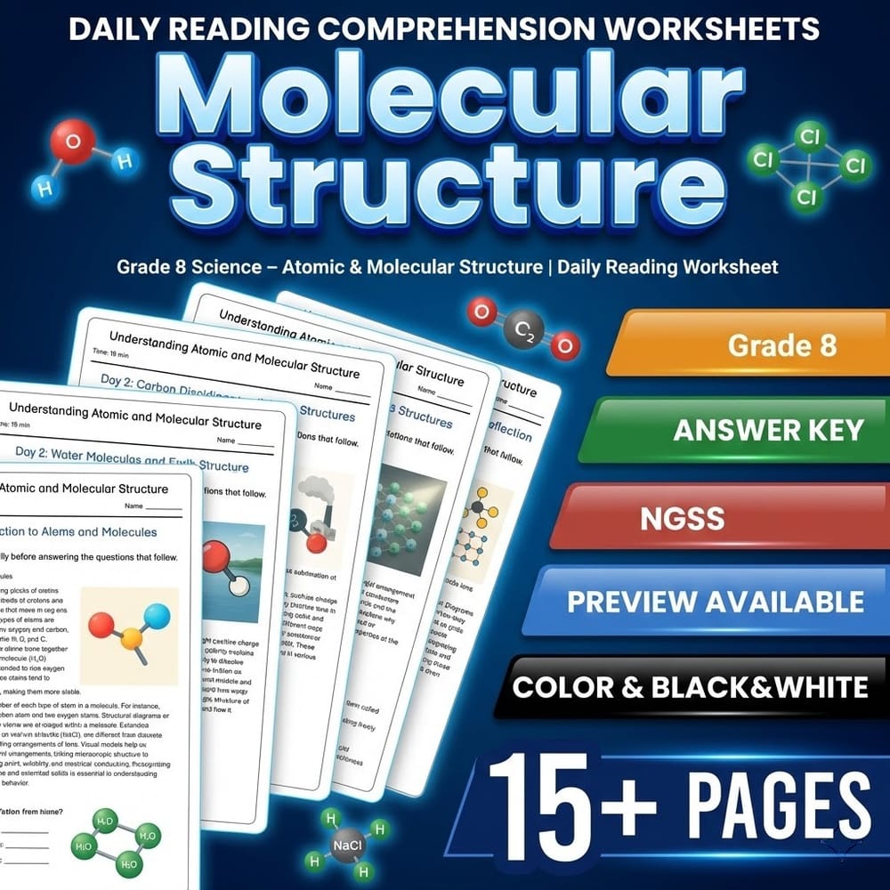Grade 8 Science – Atomic & Molecular Structure | Daily Reading Worksheet