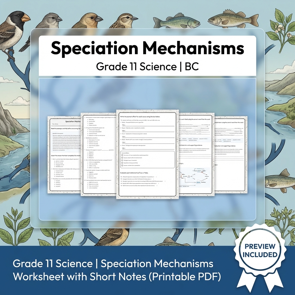 Grade 11 Science Full Year Bundle | Atomic Theory, Biology, Motion & Energy Worksheets — included worksheet 18