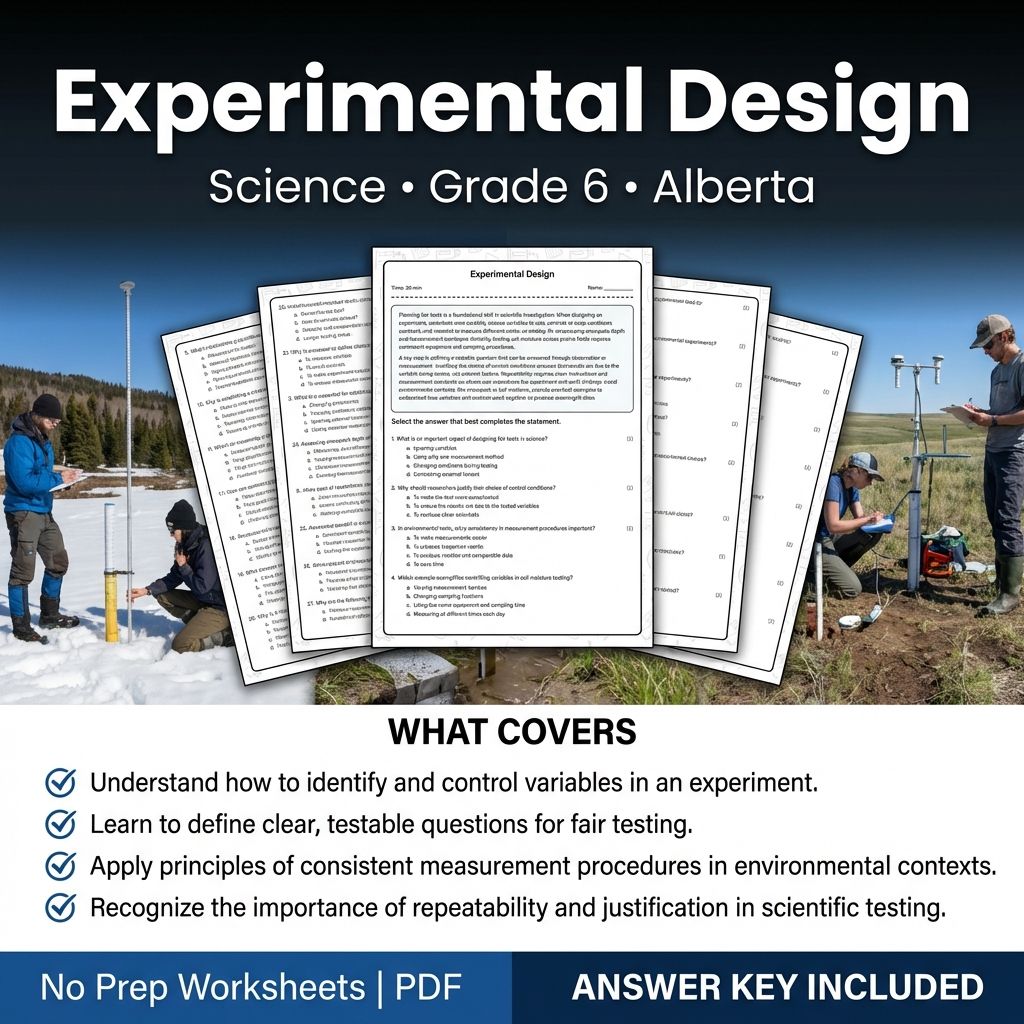 Grade 6 Science Worksheet on Experimental Design | Alberta Standard
