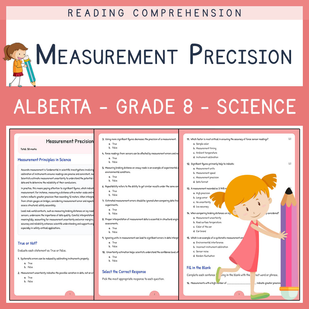 Grade 8 Science worksheet elena worksheet — Grade 8 Science | Measurement Precision Worksheet | Alberta Standards — page 1
